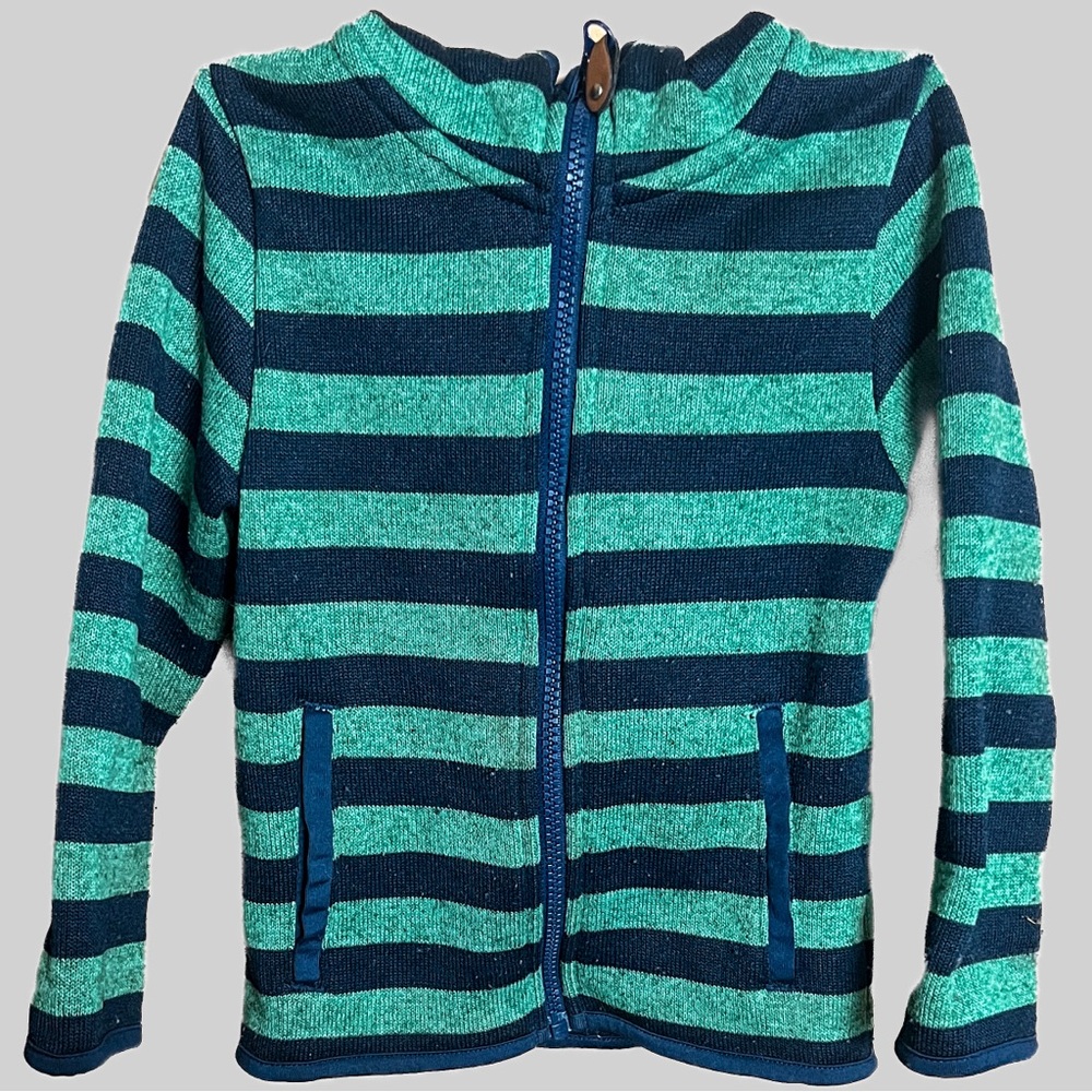 H&M Kids Green and Navy Striped Hoodie